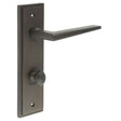 High quality image of Burlington - Mayfair Door Handle Din Bathroom Backplate Dark Bronze & Turn & Release Sku. BUR-10DB-456DB-80DB