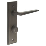 High quality image of Burlington - Mayfair Door Handle Din Bathroom Backplate Dark Bronze & Turn & Release Sku. BUR-10DB-456DB-81DB