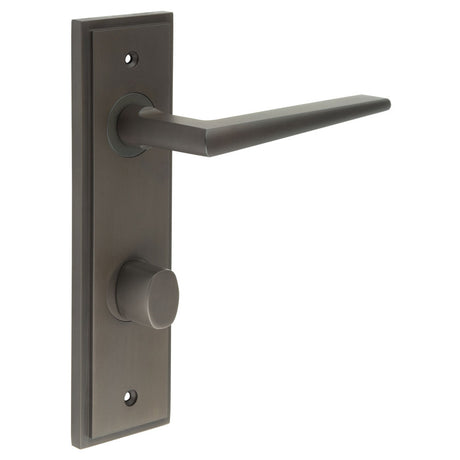 High quality image of Burlington - Mayfair Door Handle Din Bathroom Backplate Dark Bronze & Turn & Release Sku. BUR-10DB-456DB-81DB