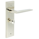 High quality image of Burlington - Mayfair Door Handle Bathroom Backplate Polished Nickel & Turn & Release Sku. BUR-10PN-453PN-80PN
