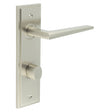 High quality image of Burlington - Mayfair Door Handle Din Bathroom Backplate Satin Nickel & Turn & Release Sku. BUR-10SN-456SN-81SN