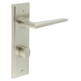 High quality image of Burlington - Mayfair Door Handle Din Bathroom Backplate Satin Nickel & Turn & Release Sku. BUR-10SN-456SN-81SN