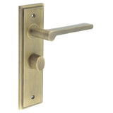High quality image of Burlington - Fitzrovia Door Handle Bathroom Backplate Antique Brass & Turn & Release Sku. BUR-15AB-453AB-81AB