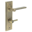 High quality image of Burlington - Fitzrovia Door Handle Din Bathroom Backplate Antique Brass & Turn & Release Sku. BUR-15AB-456AB-82AB