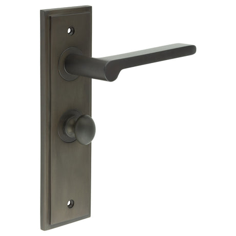 High quality image of Burlington - Fitzrovia Door Handle Bathroom Backplate Dark Bronze & Turn & Release Sku. BUR-15DB-453DB-80DB