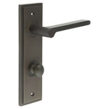 High quality image of Burlington - Fitzrovia Door Handle Din Bathroom Backplate Dark Bronze & Turn & Release Sku. BUR-15DB-456DB-80DB