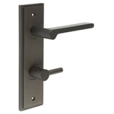 High quality image of Burlington - Fitzrovia Door Handle Din Bathroom Backplate Dark Bronze & Turn & Release Sku. BUR-15DB-456DB-82DB