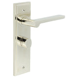 High quality image of Burlington - Fitzrovia Door Handle Bathroom Backplate Polished Nickel & Turn & Release Sku. BUR-15PN-453PN-81PN