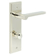 High quality image of Burlington - Fitzrovia Door Handle Din Bathroom Backplate Polished Nickel & Turn & Release Sku. BUR-15PN-456PN-80PN