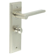 High quality image of Burlington - Fitzrovia Door Handle Bathroom Backplate Satin Nickel & Turn & Release Sku. BUR-15SN-453SN-80SN