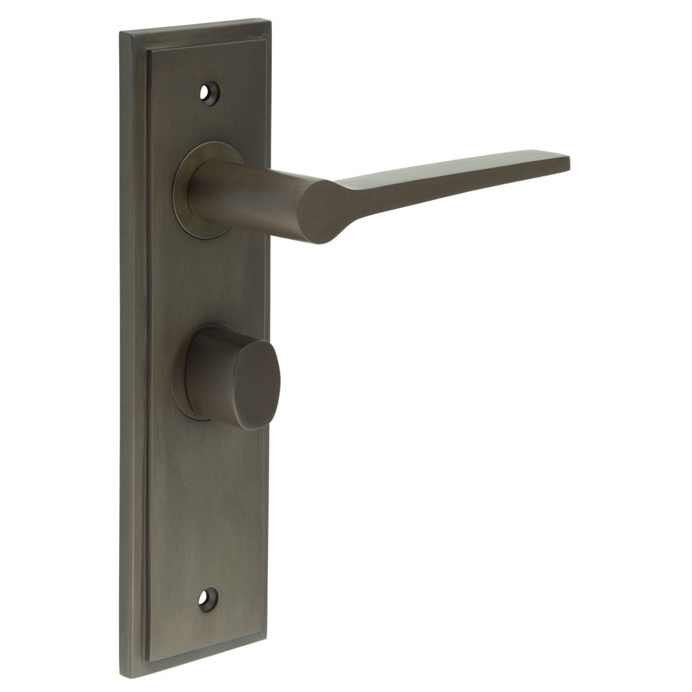 High quality image of Burlington - Knightsbridge Door Handle Bathroom Backplate Dark Bronze & Turn & Release Sku. BUR-20DB-453DB-81DB