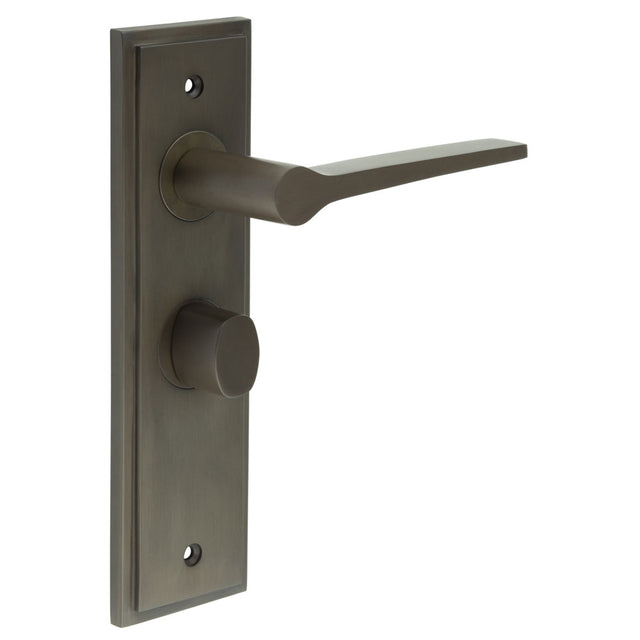 High quality image of Burlington - Knightsbridge Door Handle Bathroom Backplate Dark Bronze & Turn & Release Sku. BUR-20DB-453DB-81DB