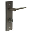 High quality image of Burlington - Knightsbridge Door Handle Din Bathroom Backplate Dark Bronze & Turn & Release Sku. BUR-20DB-456DB-80DB