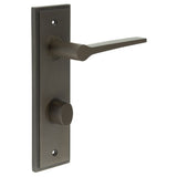 High quality image of Burlington - Knightsbridge Door Handle Din Bathroom Backplate Dark Bronze & Turn & Release Sku. BUR-20DB-456DB-81DB