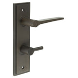 High quality image of Burlington - Knightsbridge Door Handle Din Bathroom Backplate Dark Bronze & Turn & Release Sku. BUR-20DB-456DB-82DB