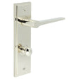 High quality image of Burlington - Knightsbridge Door Handle Din Bathroom Backplate Polished Nickel & Turn & Release Sku. BUR-20PN-456PN-80PN