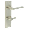 High quality image of Burlington - Knightsbridge Door Handle Din Bathroom Backplate Satin Nickel & Turn & Release Sku. BUR-20SN-456SN-82SN