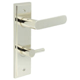High quality image of Burlington - Kensington Door Handle Din Bathroom Backplate Polished Nickel & Turn & Release Sku. BUR-25PN-456PN-82PN