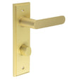 High quality image of Burlington - Kensington Door Handle Din Bathroom Backplate Satin Brass & Turn & Release Sku. BUR-25SB-456SB-81SB