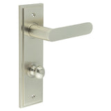 High quality image of Burlington - Kensington Door Handle Din Bathroom Backplate Satin Nickel & Turn & Release Sku. BUR-25SN-456SN-80SN