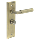 High quality image of Burlington - Westminster Door Handle Bathroom Backplate Antique Brass & Turn & Release Sku. BUR-30AB-453AB-80AB