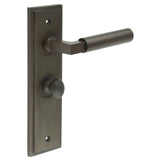 High quality image of Burlington - Westminster Door Handle Bathroom Backplate Dark Bronze & Turn & Release Sku. BUR-30DB-453DB-80DB