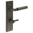 High quality image of Burlington - Westminster Door Handle Din Bathroom Backplate Dark Bronze & Turn & Release Sku. BUR-30DB-456DB-82DB