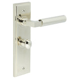 High quality image of Burlington - Westminster Door Handle Bathroom Backplate Polished Nickel & Turn & Release Sku. BUR-30PN-453PN-80PN