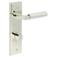 High quality image of Burlington - Westminster Door Handle Din Bathroom Backplate Polished Nickel & Turn & Release Sku. BUR-30PN-456PN-81PN