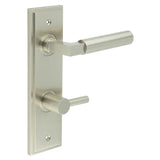 High quality image of Burlington - Westminster Door Handle Din Bathroom Backplate Satin Nickel & Turn & Release Sku. BUR-30SN-456SN-82SN