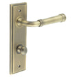 High quality image of Burlington - Highgate Door Handle Din Bathroom Backplate Antique Brass & Turn & Release Sku. BUR-35AB-456AB-80AB