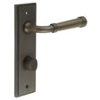 High quality image of Burlington - Highgate Door Handle Din Bathroom Backplate Dark Bronze & Turn & Release Sku. BUR-35DB-456DB-81DB