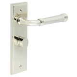 High quality image of Burlington - Highgate Door Handle Bathroom Backplate Polished Nickel & Turn & Release Sku. BUR-35PN-453PN-81PN