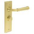 High quality image of Burlington - Highgate Door Handle Bathroom Backplate Satin Brass & Turn & Release Sku. BUR-35SB-453SB-81SB