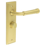 High quality image of Burlington - Highgate Door Handle Bathroom Backplate Satin Brass & Turn & Release Sku. BUR-35SB-453SB-81SB
