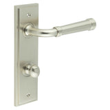 High quality image of Burlington - Highgate Door Handle Din Bathroom Backplate Satin Nickel & Turn & Release Sku. BUR-35SN-456SN-80SN