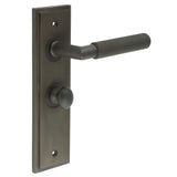 High quality image of Burlington - Piccadilly Door Handle Bathroom Backplate Dark Bronze & Turn & Release Sku. BUR-40DB-453DB-80DB