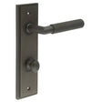 High quality image of Burlington - Piccadilly Door Handle Din Bathroom Backplate Dark Bronze & Turn & Release Sku. BUR-40DB-456DB-80DB