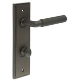 High quality image of Burlington - Piccadilly Door Handle Din Bathroom Backplate Dark Bronze & Turn & Release Sku. BUR-40DB-456DB-80DB
