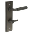 High quality image of Burlington - Piccadilly Door Handle Din Bathroom Backplate Dark Bronze & Turn & Release Sku. BUR-40DB-456DB-82DB