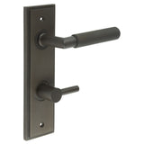 High quality image of Burlington - Piccadilly Door Handle Din Bathroom Backplate Dark Bronze & Turn & Release Sku. BUR-40DB-456DB-82DB