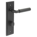 High quality image of Burlington - Piccadilly Door Handle Din Bathroom Backplate Black & Turn & Release Sku. BUR-40MB-456MB-81MB