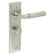 This is an image showing the Frelan - Piccadilly Door Handle Bathroom Backplate Satin Nickel & Turn & Release available to order from Trade Door Handles in Kendal