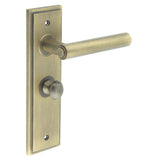 High quality image of Burlington - Richmond Door Handle Bathroom Backplate Antique Brass & Turn & Release Sku. BUR-45AB-453AB-80AB