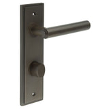 High quality image of Burlington - Richmond Door Handle Din Bathroom Backplate Dark Bronze & Turn & Release Sku. BUR-45DB-456DB-81DB