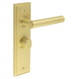 High quality image of Burlington - Richmond Door Handle Bathroom Backplate Satin Brass & Turn & Release Sku. BUR-45SB-453SB-81SB