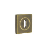 High quality image of Burlington - Standard Keyway Escutcheons Square Plain Rose Antique Brass Sku. BUR-60AB-171AB
