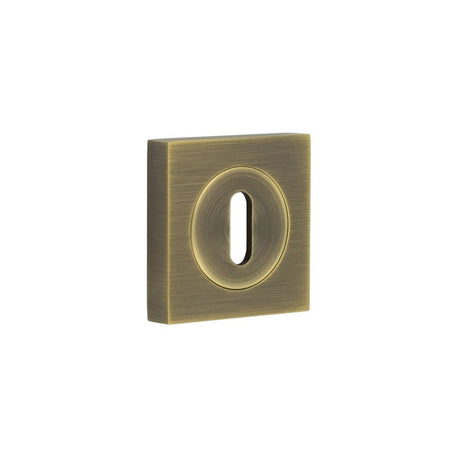 This is an image showing the Frelan - Burlington Standard Keyway Escutcheons Square Plain Rose Antique Brass available to order from Trade Door Handles in Kendal