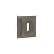 High quality image of Burlington - Standard Keyway Escutcheons Square Stepped Rose Dark Bronze Sku. BUR-60DB-173DB