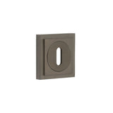 High quality image of Burlington - Standard Keyway Escutcheons Square Stepped Rose Dark Bronze Sku. BUR-60DB-173DB